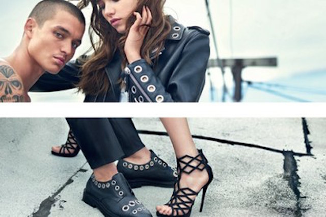 GIUSEPPE ZANOTTI DESIGN lancia la nuova campagna pubblicitaria per la primavera estate 2015 che vede come protagonisti Grace Hartzel e Kaleb Ressler immortalati dall'obiettivo di Mario Sorrenti.